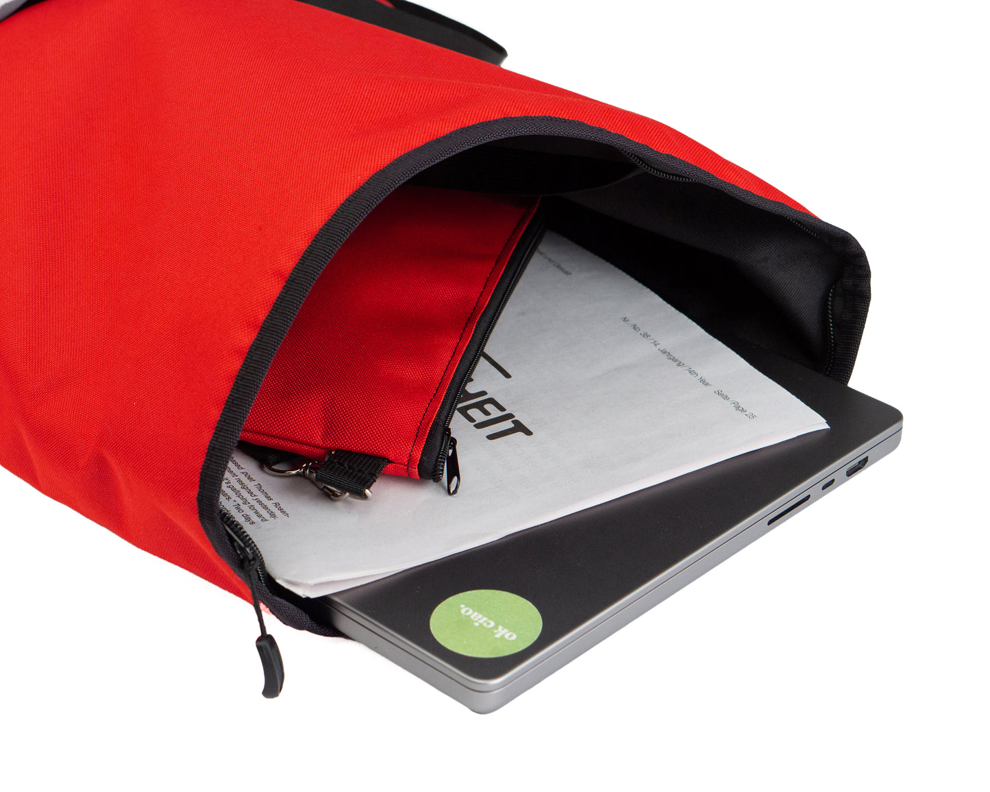 Detailaufnahme des Rucksacks von Spleen Berlin mit 15" Laptopfach - vegan, robust und wetterfest
