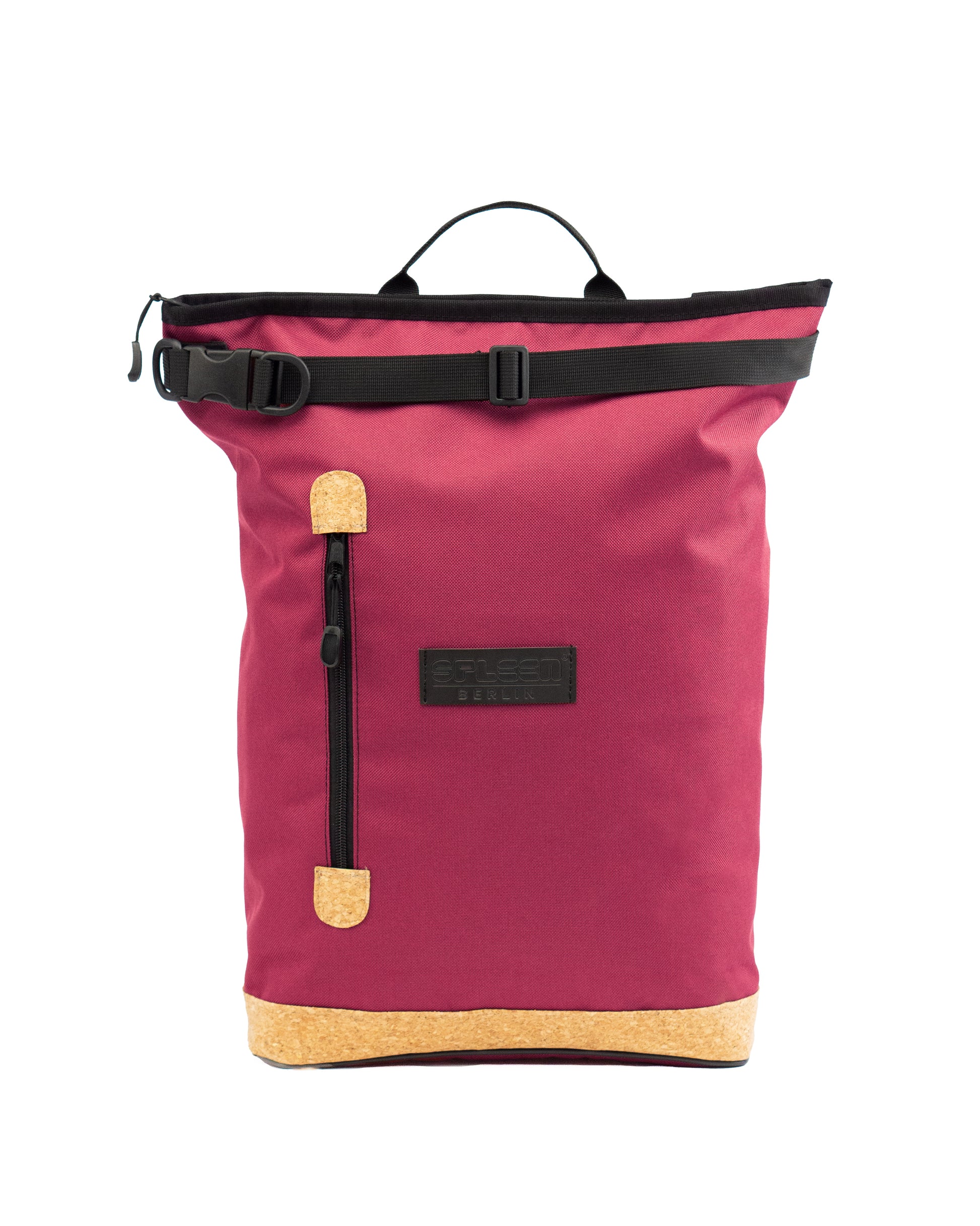 Liz Small Bordeaux Fahrradrucksack von Spleen Berlin – kompakte, elegante 2-in-1 Fahrradtasche in Weinrot für urbane Radfahrer:innen. © Spleen Berlin