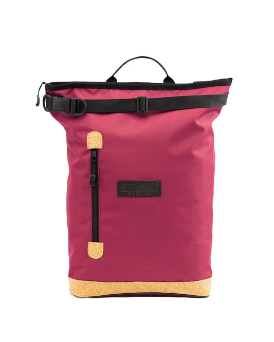Liz Small Bordeaux Fahrradrucksack von Spleen Berlin – kompakte, elegante 2-in-1 Fahrradtasche in Weinrot für urbane Radfahrer:innen
