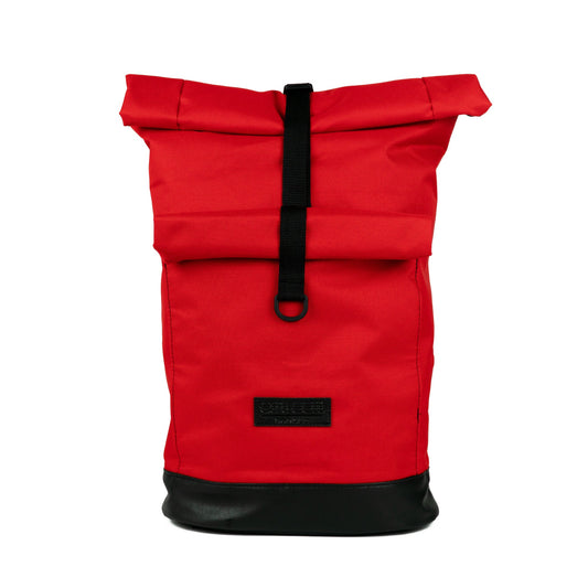 Rolltop-Rucksack Bob Tulpenrot – 2-in-1 Fahrradtasche mit Gepäckträgerhalterung, vegan und nachhaltig von Spleen Berlin