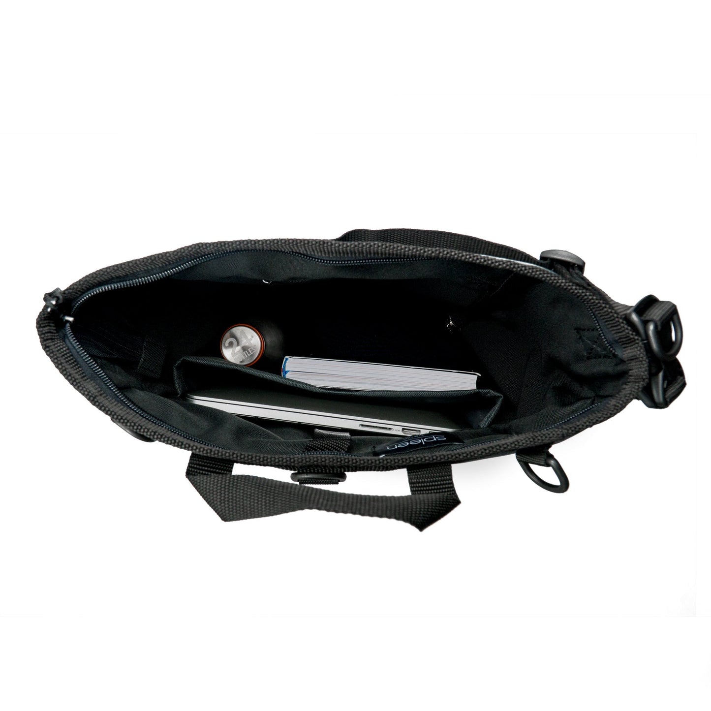 Innenansicht mit gepolstertem Laptopfach – umweltfreundlicher 2in1 Rucksack und Fahrradtasche in einem. Perfekt für Schule, Uni, Arbeit. 