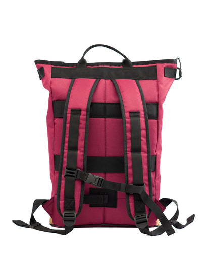 Liz Small Bordeaux Rucksack und Fahrradtasche von Spleen Berlin gepolsterte Träger bequemes tragen