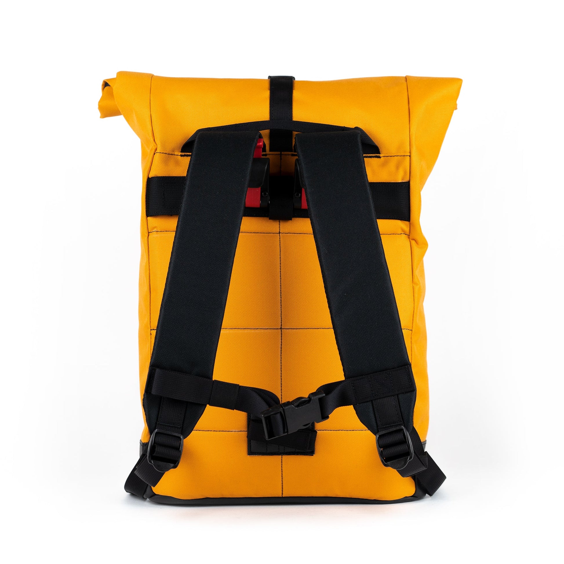 Bob - Sunrise Rückenansicht mit montierter Fahrradhalterung. Gepolsterte, verstellbare Träger und komfortabler Sitz. Perfekt für den urbanen Alltag auf dem Rad. ©Spleen Berlin